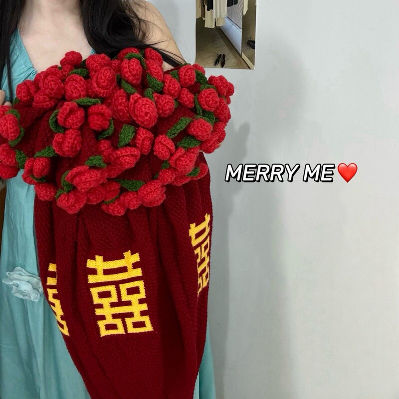 玫瑰花束百喜毯子成品闺蜜送新人订婚结婚手捧花红色披肩盖毯厂家|undefined
