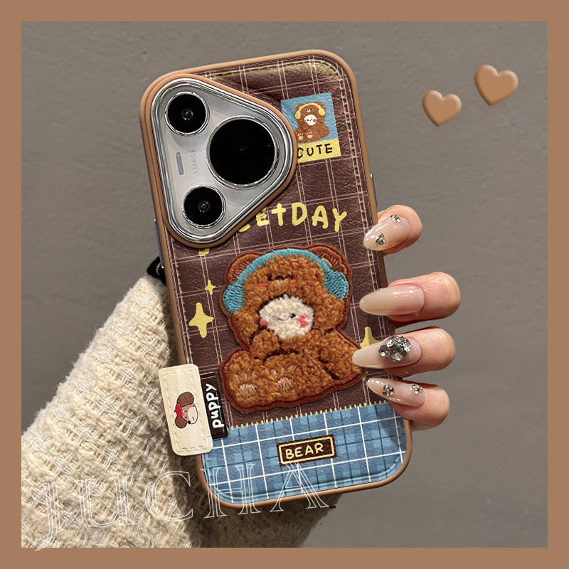 Suitable for Huawei Pura80 Phone Case, High Aesthetic Appeal, Huawei Pura70 Pro Design, Earphones, Little Bear