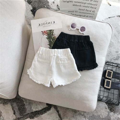 Children's clothing summer new solid color Korean pants girls casual white jeans children's black shorts baby hot pants