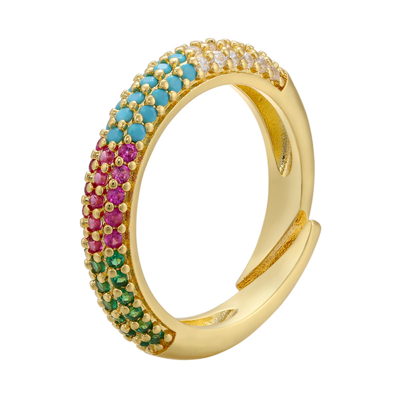 wholesale fashion geometric micro-inlaid colored diamond ring Nihaojewelry