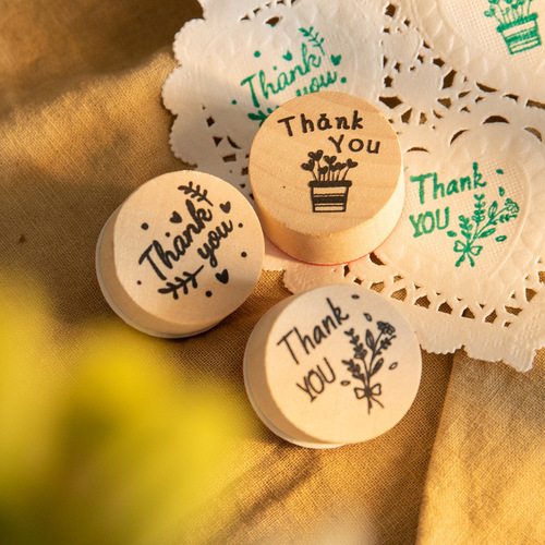 Retro Thank You Thank You Seal Flower Plant Round Seal DIY Creative Handbook Decorative Stamp 6 Types/Set