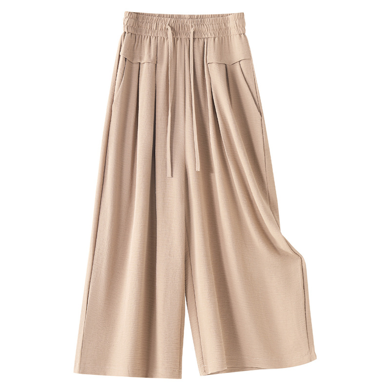 Apricot Casual Wide-Leg Pants for Women 2025 New Summer Thin High-Waisted Loose Slimming Versatile Petite Cropped Pants