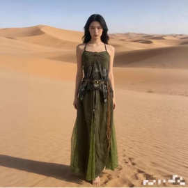 新疆西北云南旅游穿搭波西米亚风显瘦吊带连衣裙子两件套装女