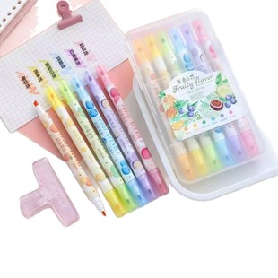 Fruit-Scented 6-Color Highlighter Primary School Student Painting Marker Pen for Note-Taking and Key Line Marking Pen Stationery