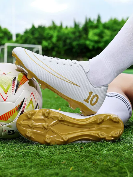 Youth Football Shoes for Boys, Tf Cleats, Non-Slip, Wear-Resistant, Artificial Grass Professional Competition Shoes, Student Models for Both Boys and Girls