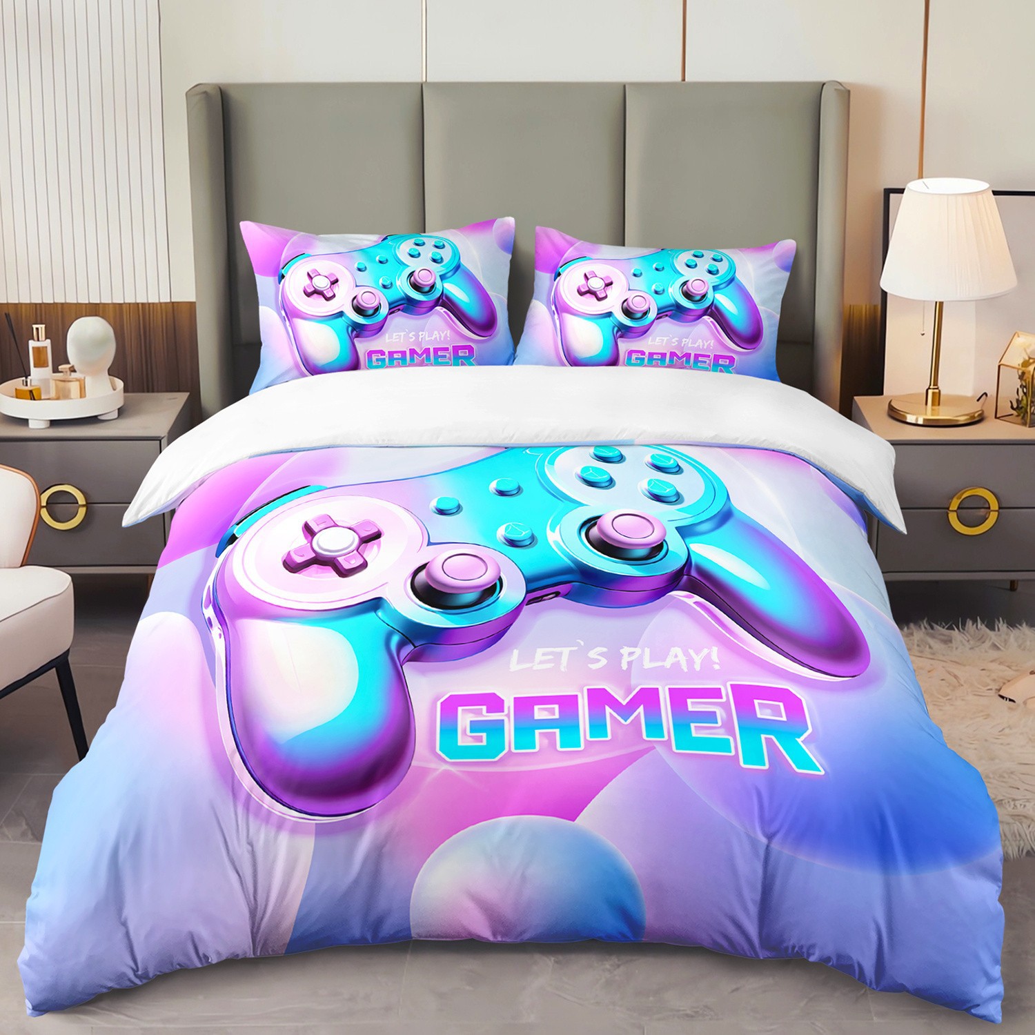 Textil doméstico transfronterizo molienda digital impresión quilt kit mango de juego fuente de fábrica graffiti llevar TEMU / JIT