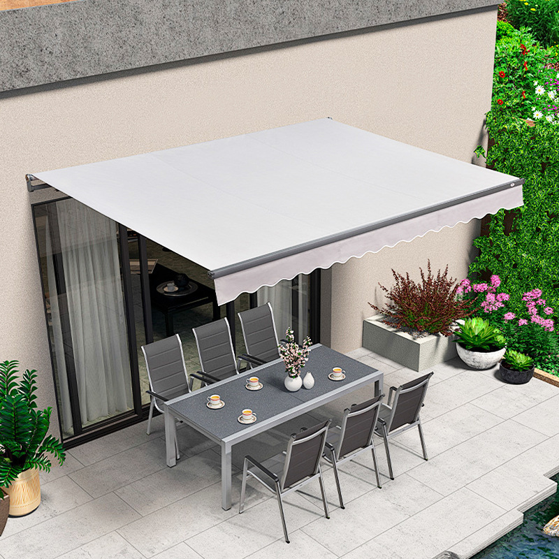 Awning Folding Telescopic Hand-cranked Electric Shrink Canopy Umbrella Awning Outdoor Balcony Store Courtyard Canopy