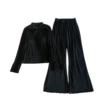 8695#Nocturne pure black suit (fixed chest pad) double-sided island velvet