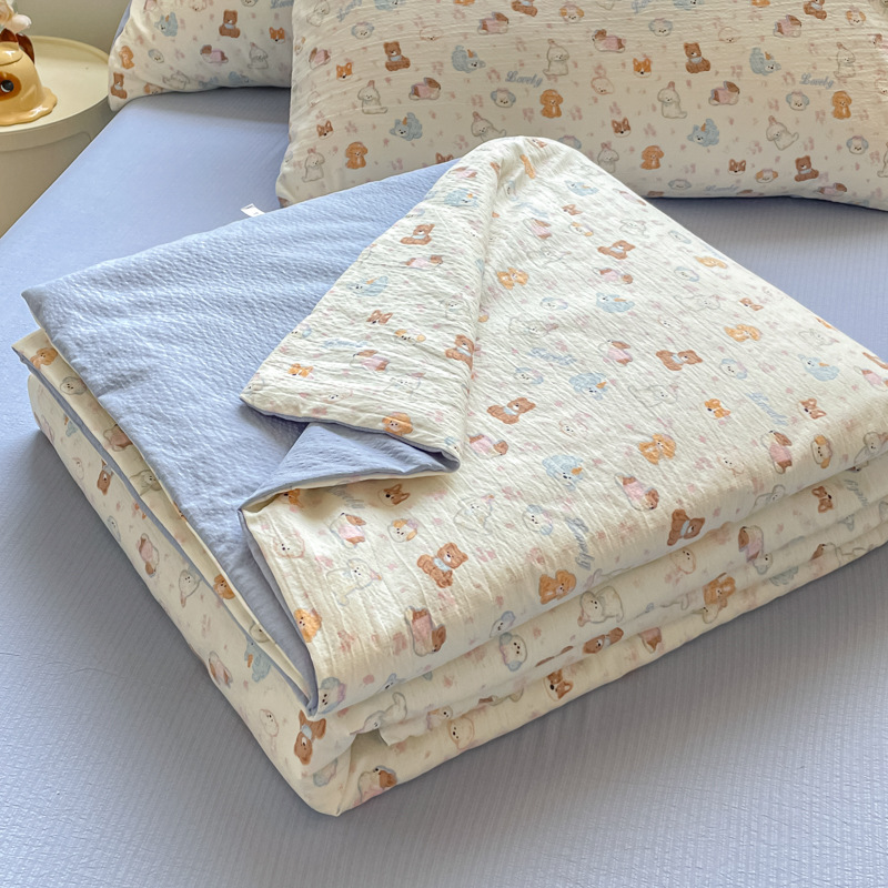 Tipo A, gasa arrugada, colcha fresca de verano, colcha de aire acondicionado, dormitorio de estudiantes, colcha fina de verano, núcleo, lavable a máquina 2025 nuevo