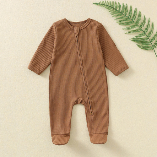 Baby Bodysuit Autumn/Winter Baby Crawling Suit Long Sleeve Zipper Crawling Suit Newborn Clothes Diaper Suit Baby Pajamas