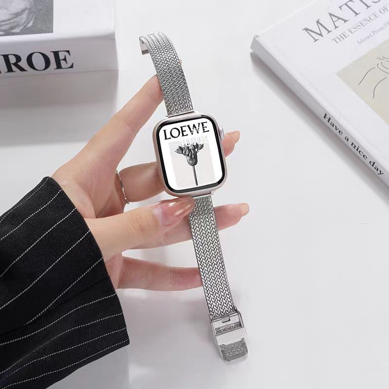 Silver - wheat ear slim 14mm [clasp] / Single watch strap [no accessories]