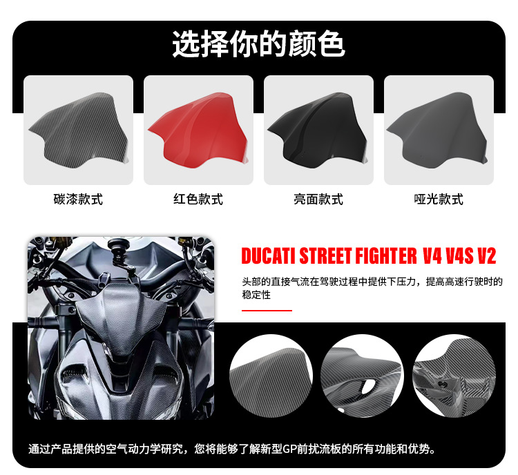 Suitable for Ducati Streetfighter V4/V4S/V2 Head Cover Modification Front Windshield Hood Wind Deflector for Models 18-24