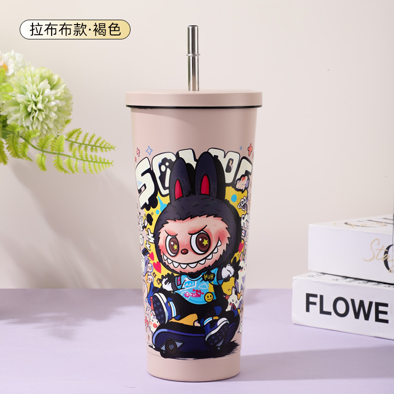 新款卡通保温杯不锈钢内胆咖啡杯高颜值大容量便携吸管水杯批发|undefined