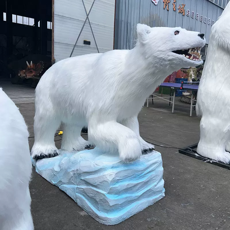 新款仿真动物北极熊景区摆件模型可动可叫主题展引流设备厂家直销