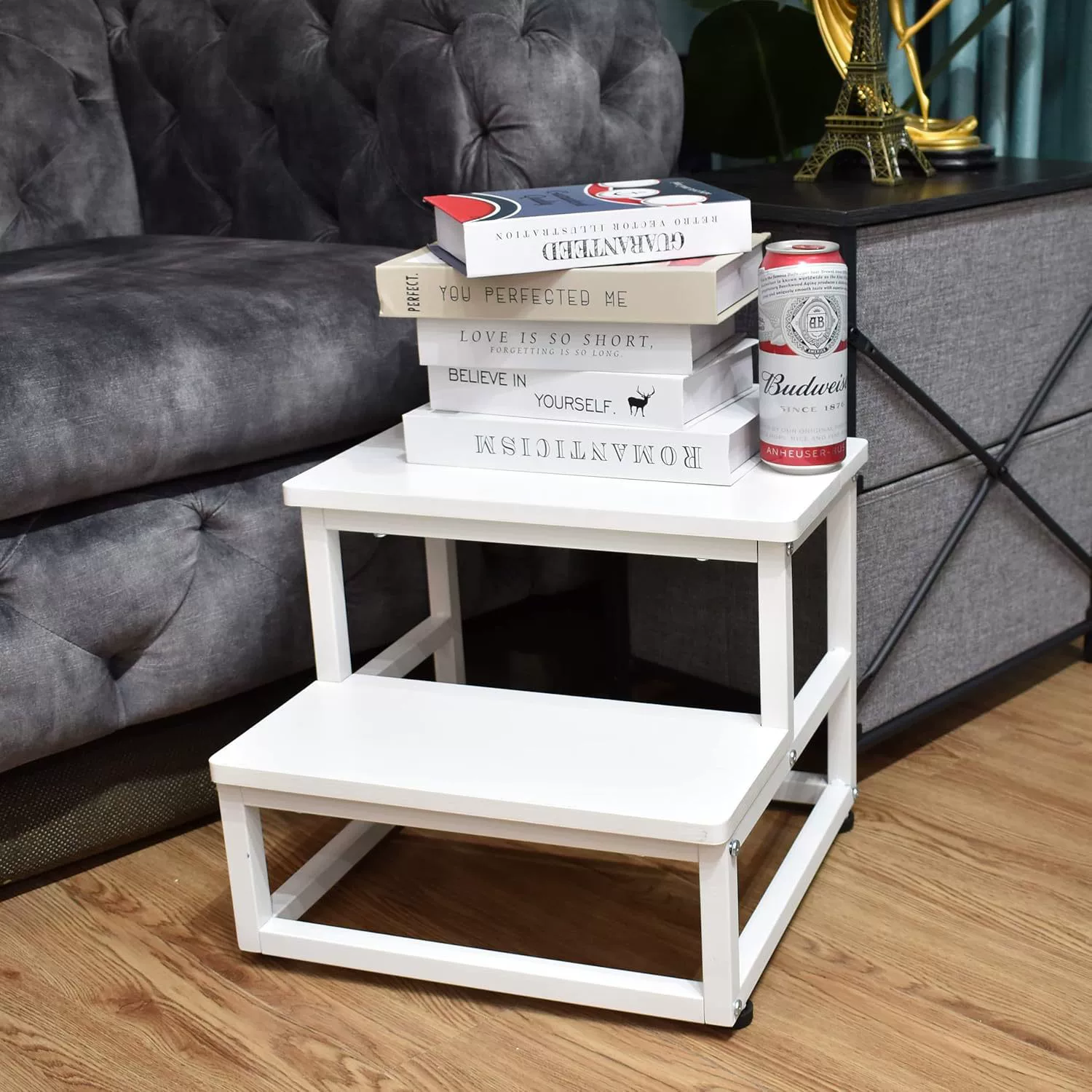 Two -step stools of iron solid wood high and low score bench, two -step stool, two -step ladder stool bathroom kitchen stool children's stool