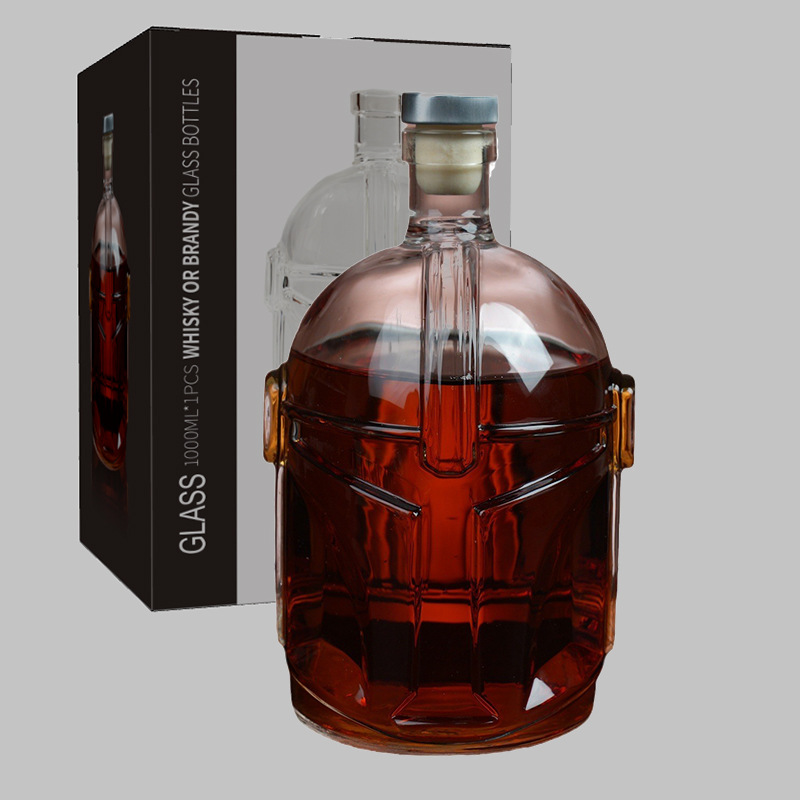Galaxia whisky decanter alto borosilicato botella de vidrio creativo transparente whisky casco gafas tazas de vino