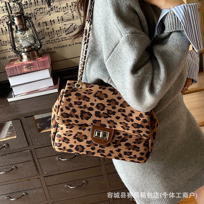 时尚百搭豹纹链条包新款日韩潮流单肩包跨境大容量网红百搭斜挎包|undefined