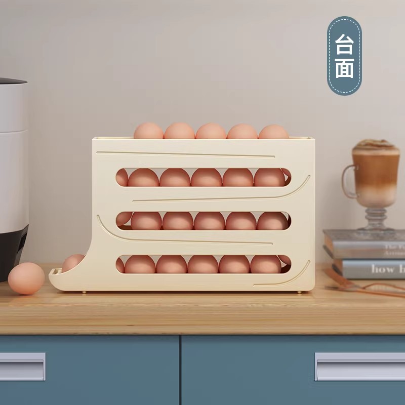Caja de almacenamiento de huevos rodante de comercio exterior para refrigerador con puerta lateral para colocar huevos en caja y caja de preservación especial para soporte de huevos