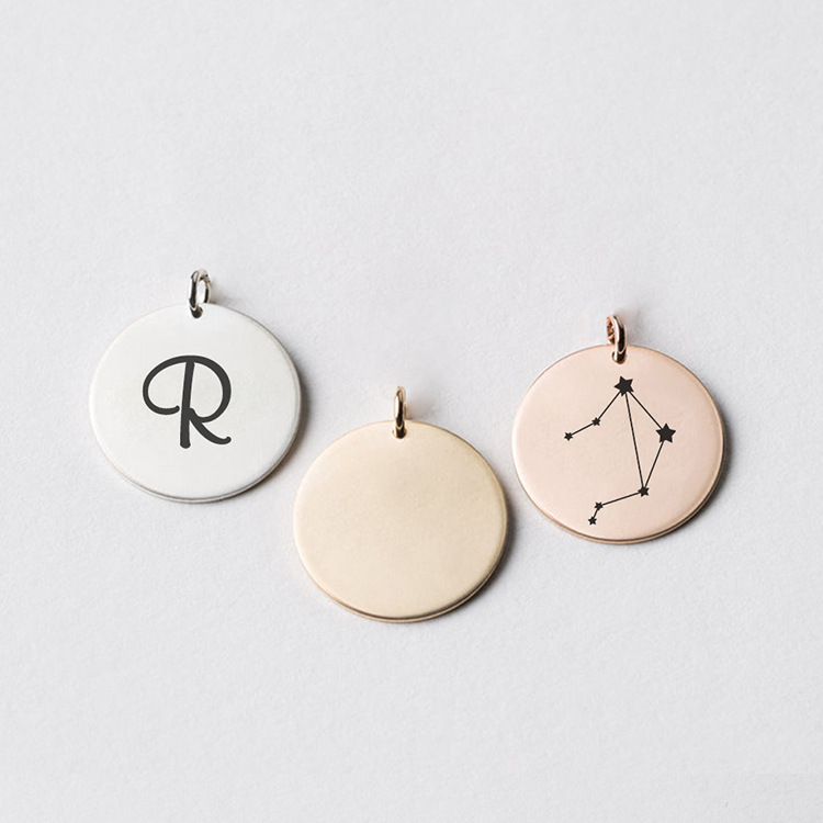 PVD Coated Gold Plating Process 1 Piece Stainless Steel PVD Coated 14K Gold Rose Gold Real Gold Plated Round Solid Color Pendant DIY Jewelry Accessories