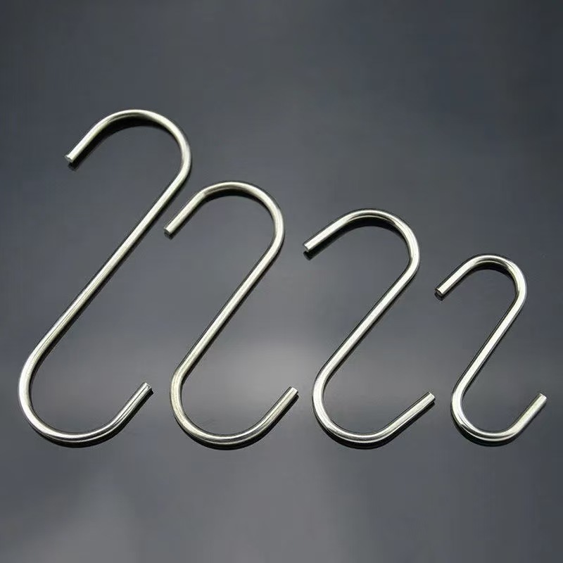 201不锈钢S钩 置物挂钩3.0mm线径免打孔大号金属钩厨房挂钩批发