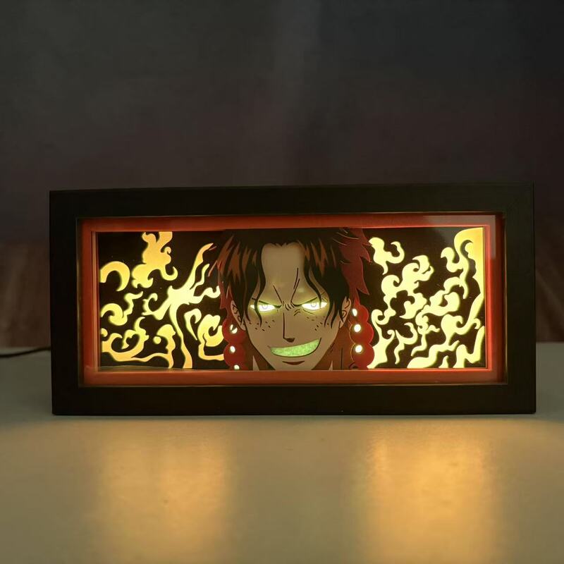 One Piece Ace Cartoon Anime Paper Carving Lamp 3D Night Light Creative Children's Bedroom Atmosphere Lamp Hand-Made Scene One Piece Ace Cartoon Anime Paper Carving Lamp 3D Night Light Creative Children's Bedroom Atmosphere Lamp Hand-Made Scene