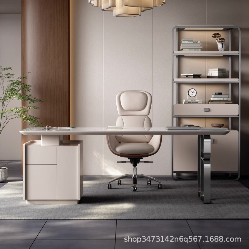 Light Luxury Study Desk Italian Style Minimalist Rock Board Computer Desk Home Modern Simple Office Desk Designer Writing Desk