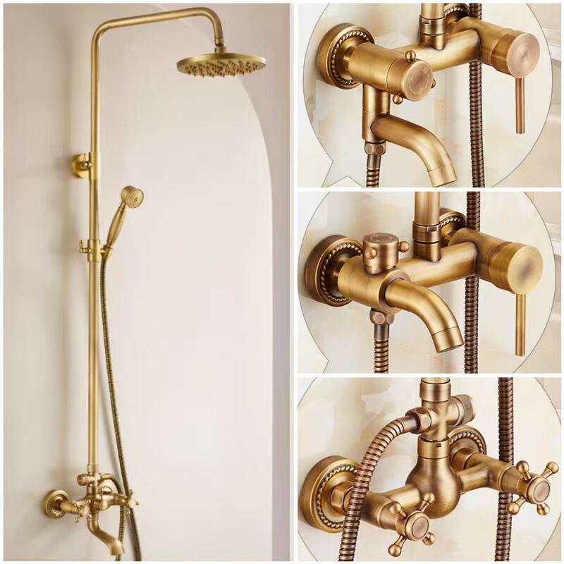 European-style antique copper four-gear shower shower set all copper faucet shower shower retro three-gear bathroom shower