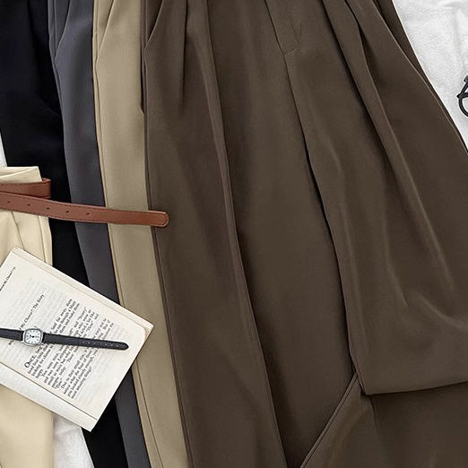 休闲西装裤女春秋新款高腰垂感宽松气质高腰小个子拖地直筒阔腿裤