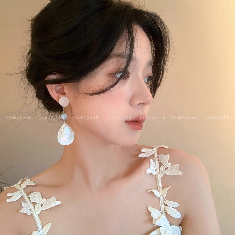 海边拾贝~夏日天然贝壳流苏耳环女适合旅游度假的高级感耳钉耳坠|undefined