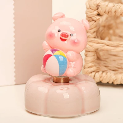 Jingdezhen Ceramic Base: Car ornaments - ball-pig-pink-ceramic