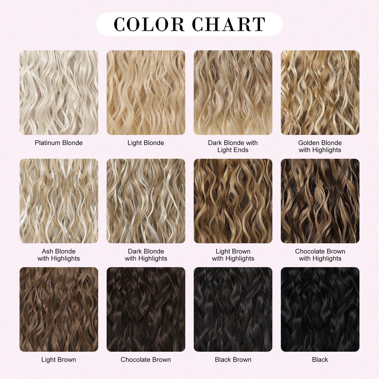 European and American wig women's 4-piece hair adapter water ripple increase amount 12inch chemical fiber clip hair curly hair wig