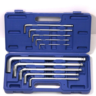 Manufacturers supply chrome vanadium steel 10-piece set of hexagon socket lengthened ball wrench blow molded boxed 10-piece set of hexagon wrench