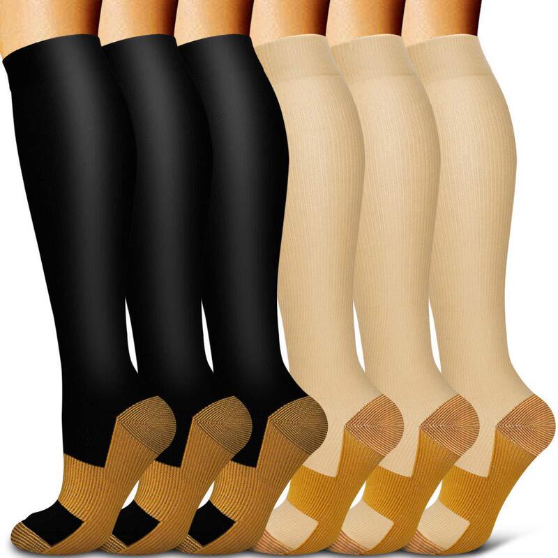 Amazon copper ion compression socks cross-border stockings solid color sports compression socks elastic socks outdoor riding