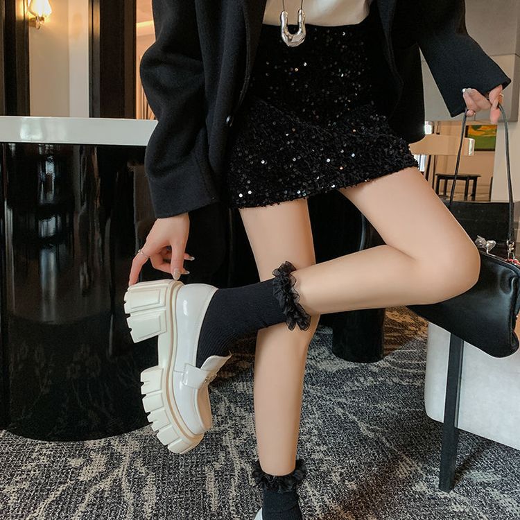 Giày da nữ mũi tròn siêu cao gót đế bánh mì phong cách casual — Màu đen, Màu đỏ rượu, Màu trắng chi tiết 20