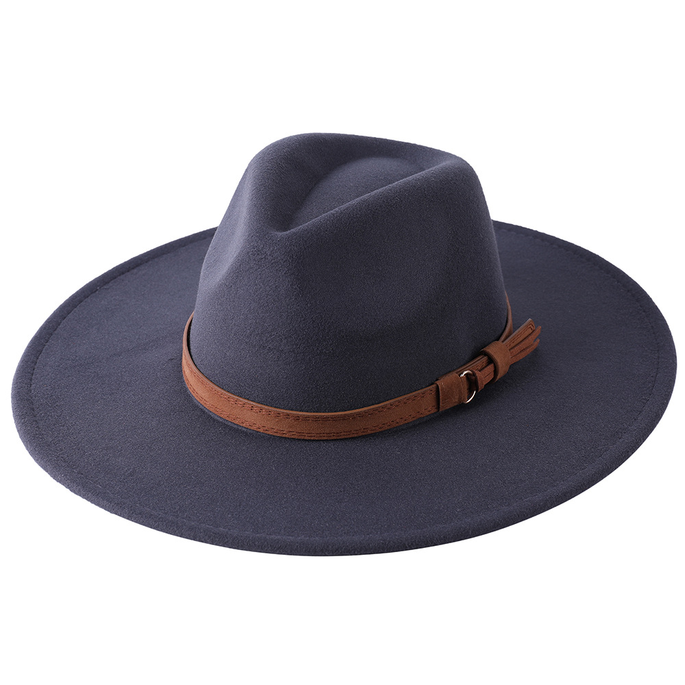 Sombrero de fieltro de ala ancha europeo-americano, sombrero de copa de lana con ala de 9 cm, sombrero de jazz unisex de otoño/invierno.