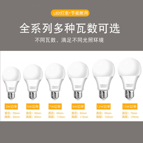 Wholesale LED bulb 3-proof bulb, household E27 screw base A bulb with aluminum plastic package, 3W 5W energy-saving lighting bulb