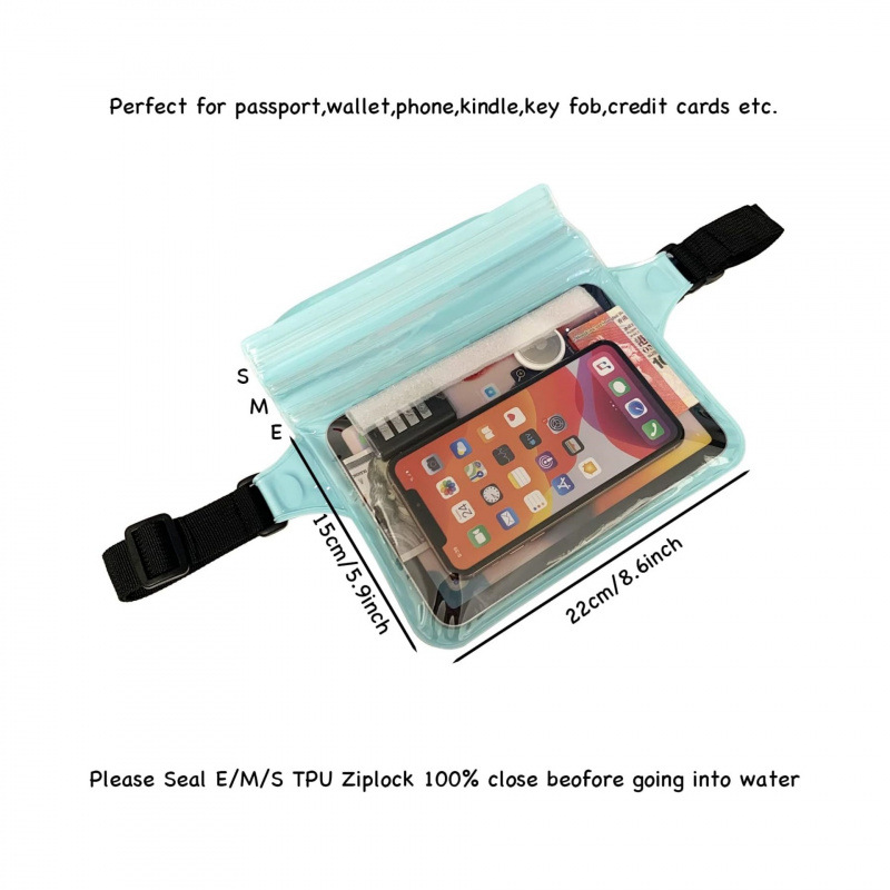 Transfronterizos nueva playa de pvc bolsa impermeable al aire libre rafting celular bolsas de mezcla sellado transparente natación IPX8