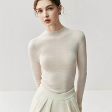 可机洗无缝一线精纺羊毛针织衫女半高领毛衣内搭修身打底衫上衣厚