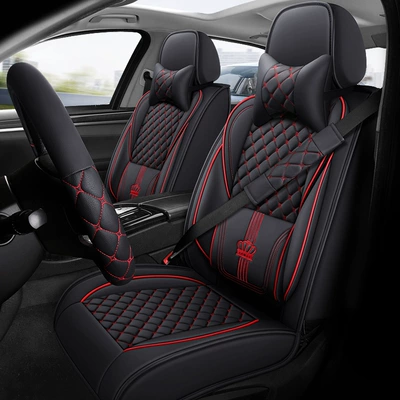 2026 new model car seat cushion, universal for all car models, four-season leather seat cushion, lumbar support, full leather seat cover, universal seat cover