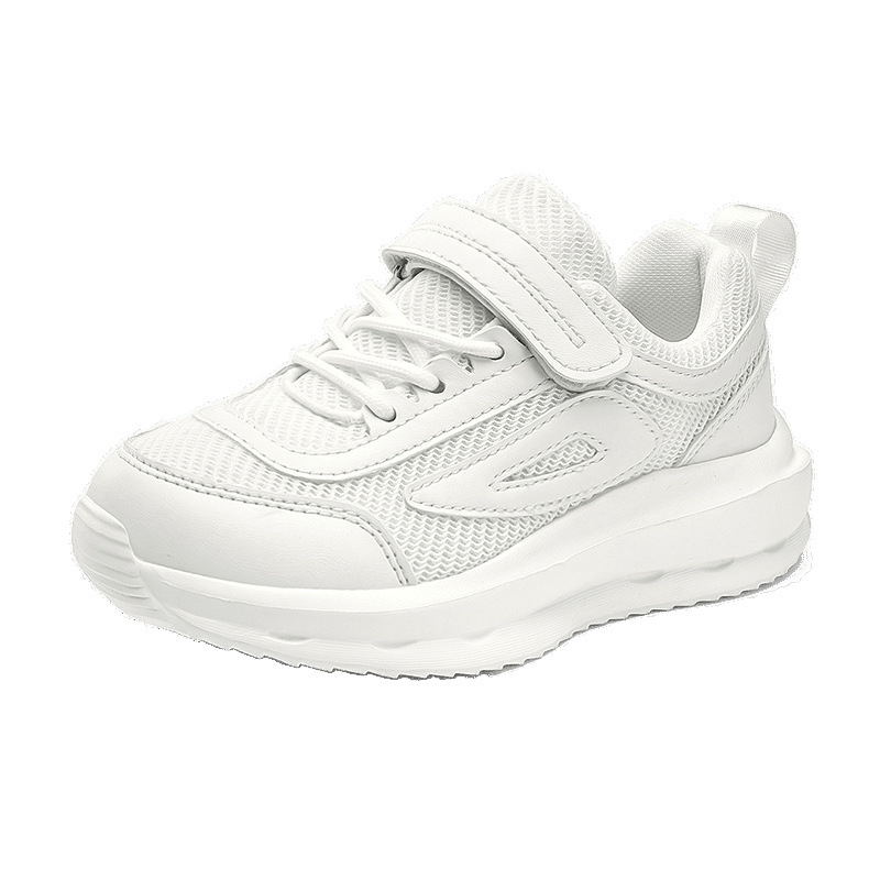 Zapatos blancos para niños, superficie de malla de primavera y otoño, transpirable, niños y niñas grandes, zapatillas deportivas blancas para correr, comercio exterior, venta al por mayor transfronteriza