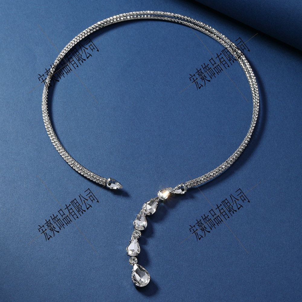 Zircon simple goteo de agua cabello collar de joya cabello collar collar de diamante nicho de alta calidad para enviar novia