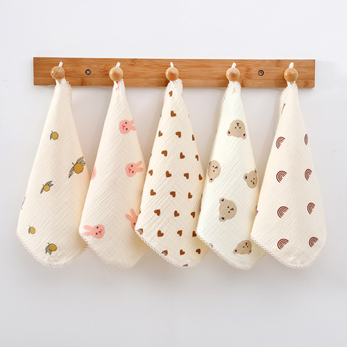 Baby A-class spit cloth, four-layer cotton gauze bib, small square, soft, absorbent, kindergarten children's handkerchief, wholesale
