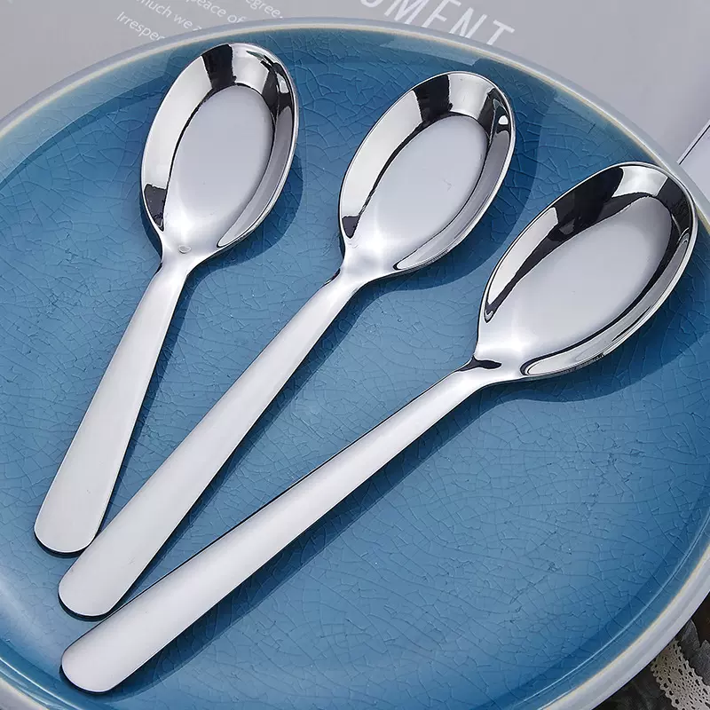 304不锈钢勺子家用调羹儿童吃饭勺子成人喝汤加厚平底勺加深汤匙