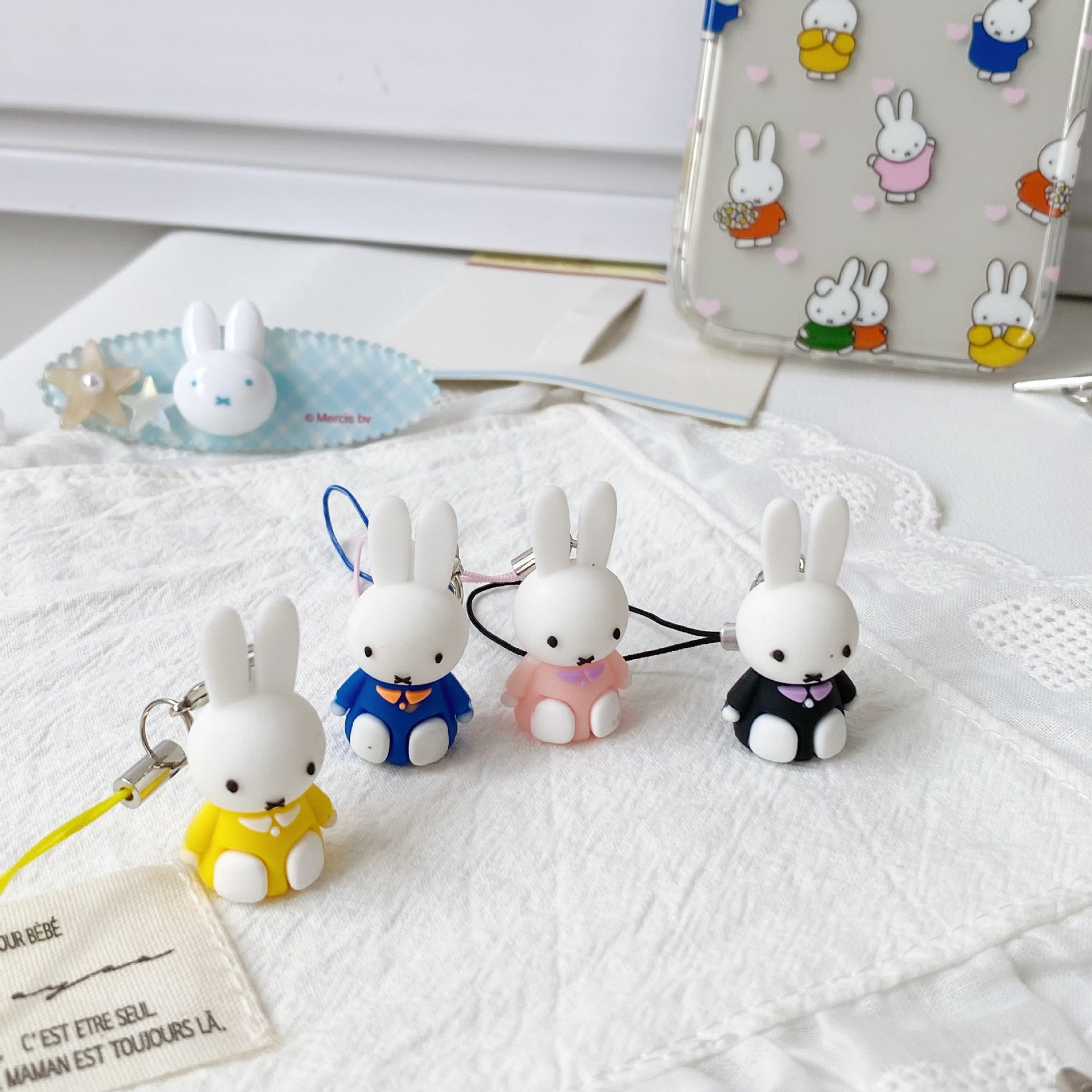 Original Cute Retro Animal Phone Chain Soft Miffy Rabbit Cartoon Ins Style Little Rabbit Phone Chain Millennial Style
