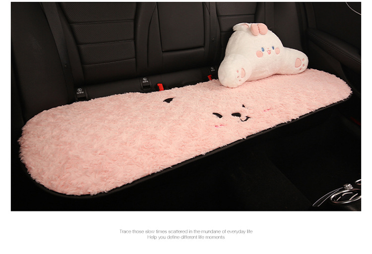Winter Plush Cartoon Car Seat Cushion for Car Use to Keep Warm and Cold, Special Seat Cushion with Cute Little Waist, Non-Slip and Free of Binding