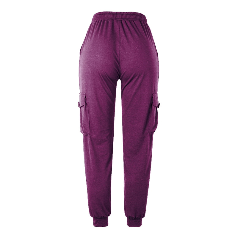 Solid Color Casual Pocket Drawstring Pants NSKX23864