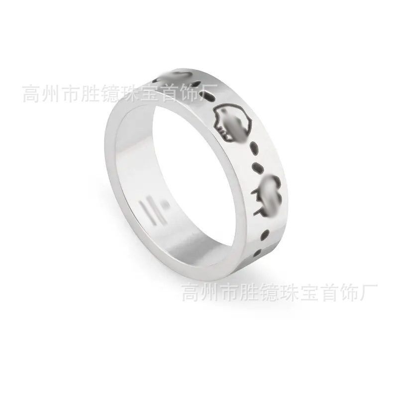 高バージョン Gujia リング Gucci レトロ オールド メンズ レディース リング カップル モデル ダブル G ストライプ エナメル 中空デイジー|undefined