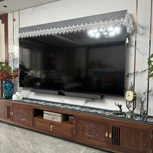 新款欧式电视机盖布网纱高透电视柜桌布蕾丝桌旗鞋柜长条防尘罩