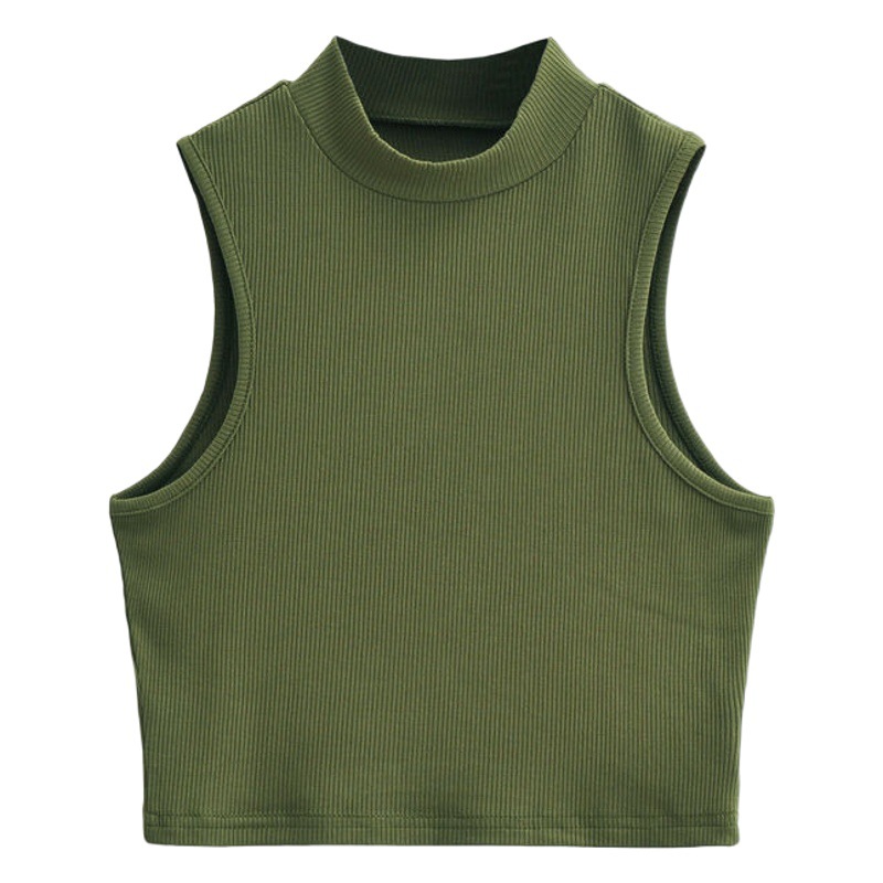 Estilo europeo y americano verano nuevo ins chica caliente corto slim fit adelgazamiento pequeño cuello alto sin mangas chaleco que basa la parte superior para las mujeres ins image 1