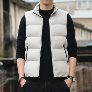 Vest Men's Autumn and Winter K-style Warm down Cotton Youth Vest Men's Thickeneded Vest Jacket Middle-aged Large Size Waistcoat